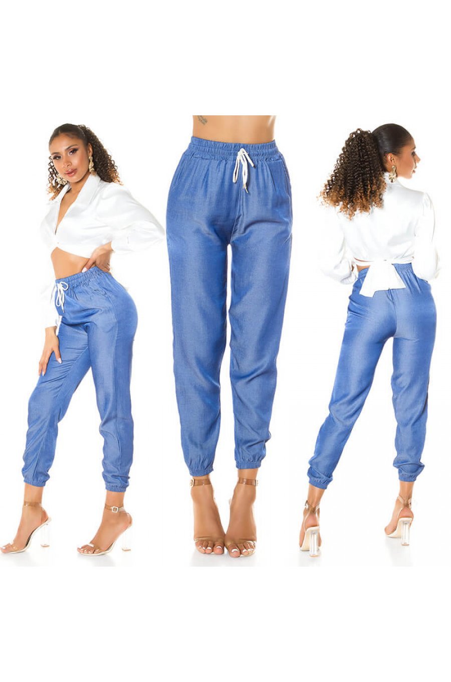 Pantaloni dama jogger albastri Jenny Pantaloni dama jogger albastri Jenny 5 - jojofashion.ro
