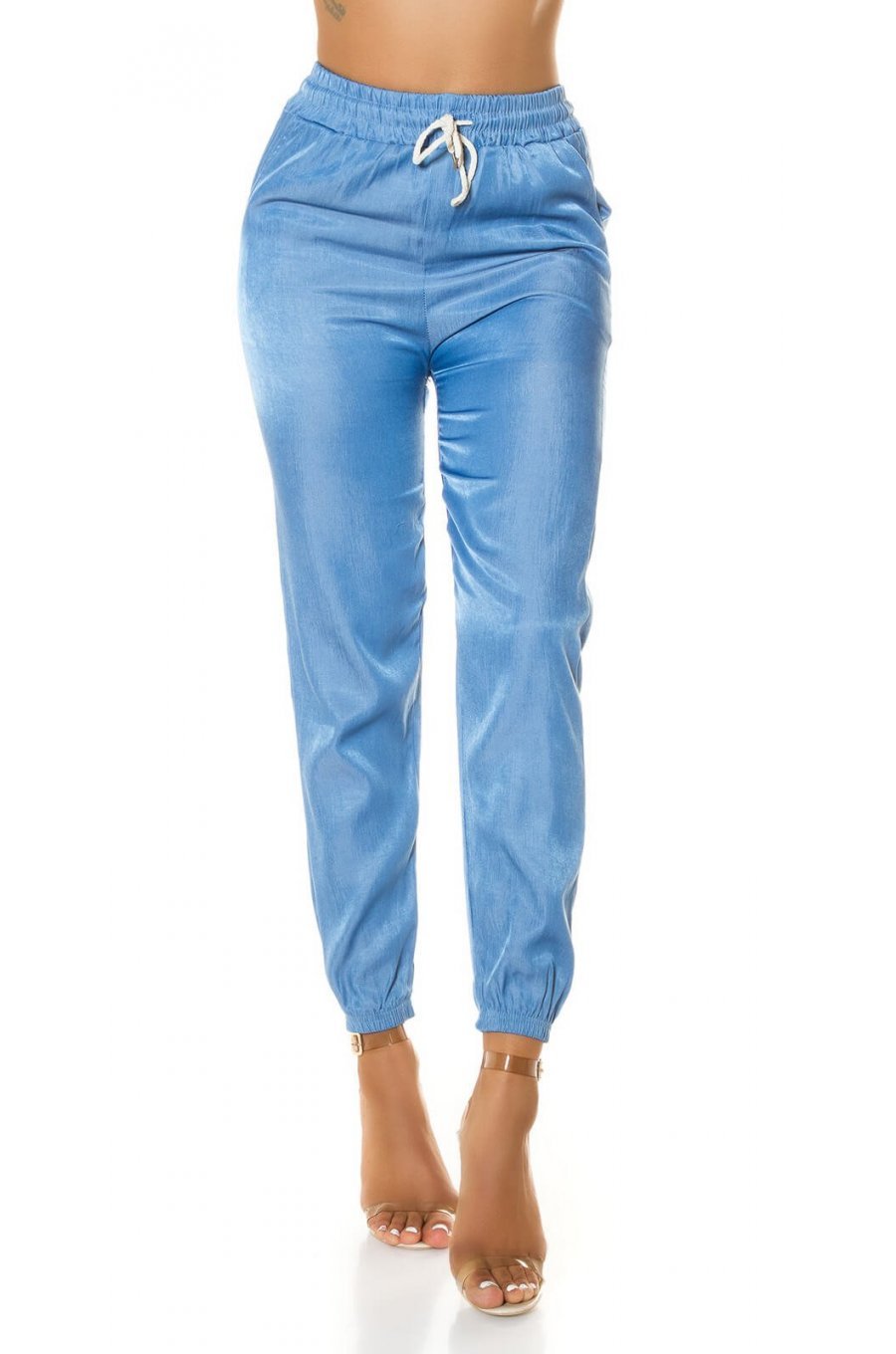 Pantaloni dama jogger bleu denim Jenny Pantaloni dama jogger bleu denim Jenny 1 - jojofashion.ro