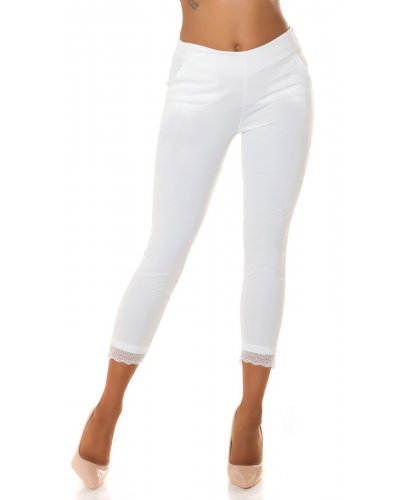 Pantaloni dama mulati, albi, cu talia inalta, Minisse - jojofashion.ro