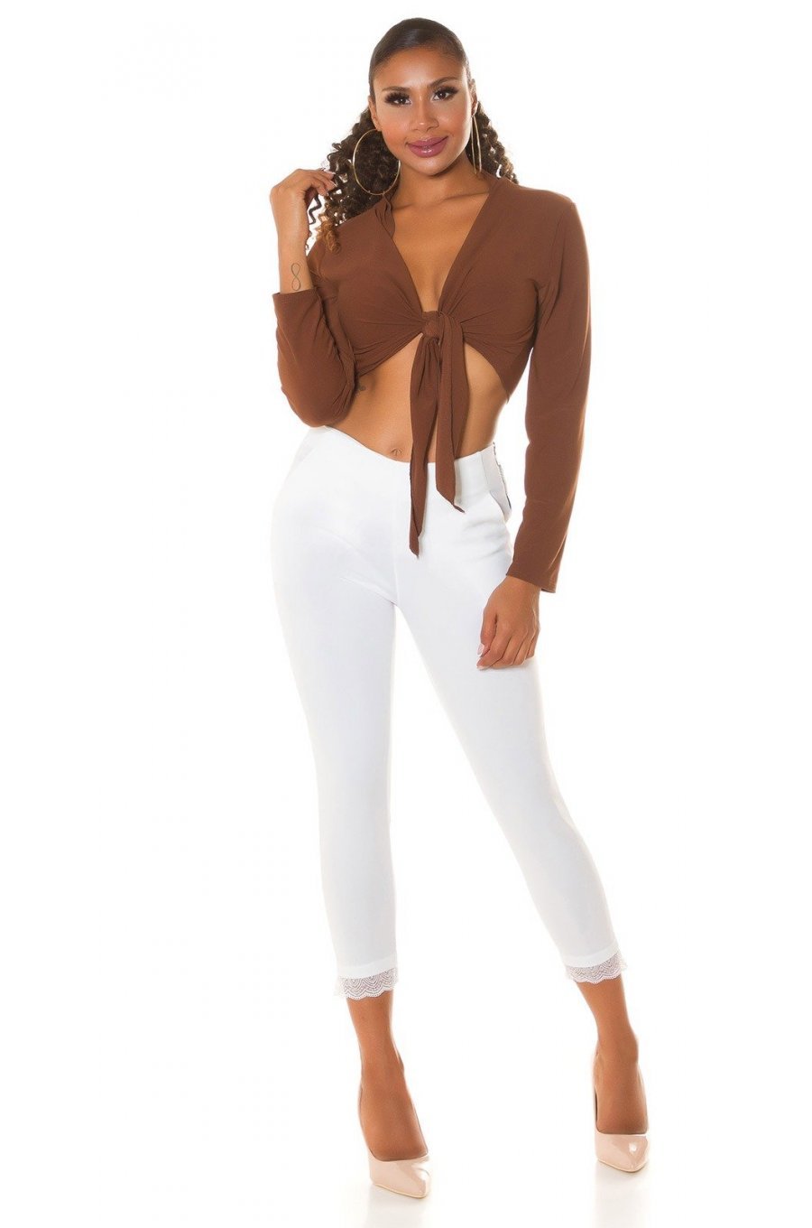 Pantaloni dama mulati, albi, cu talia inalta, Minisse Pantaloni dama mulati, albi, cu talia inalta, Minisse 3 - jojofashion.ro
