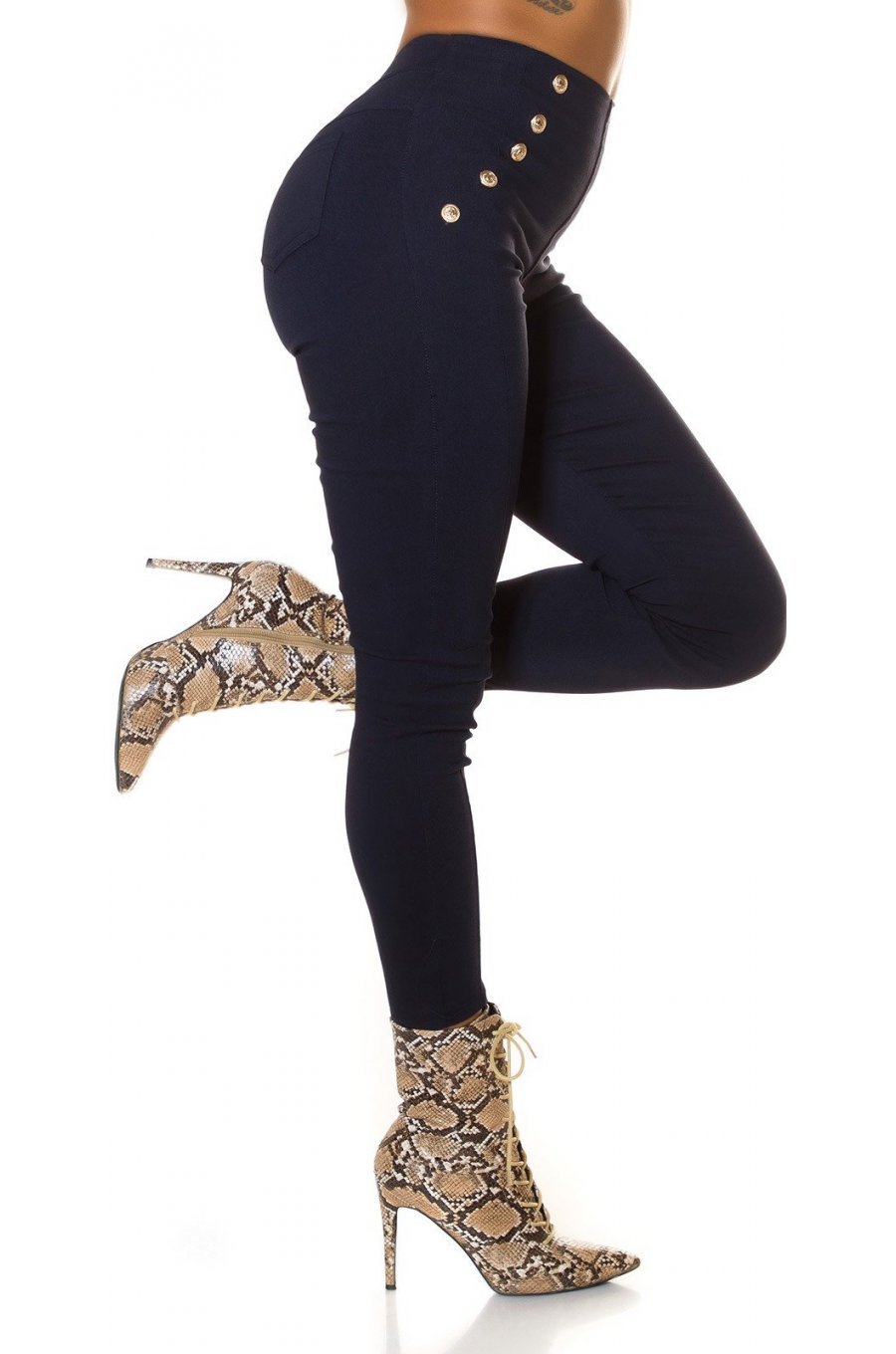 Pantaloni dama mulati, bleumarin navy, cu talia inalta, Numaky Pantaloni dama mulati, bleumarin navy, cu talia inalta, Numaky 2 - jojofashion.ro
