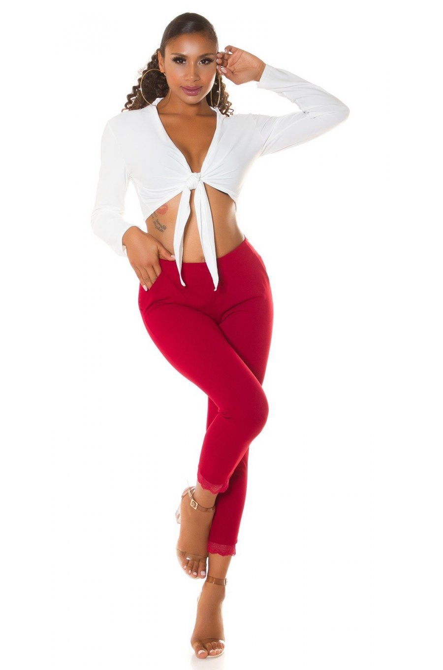Pantaloni dama mulati, burgundy, cu talia inalta, Minisse Pantaloni dama mulati, burgundy, cu talia inalta, Minisse 3 - jojofashion.ro