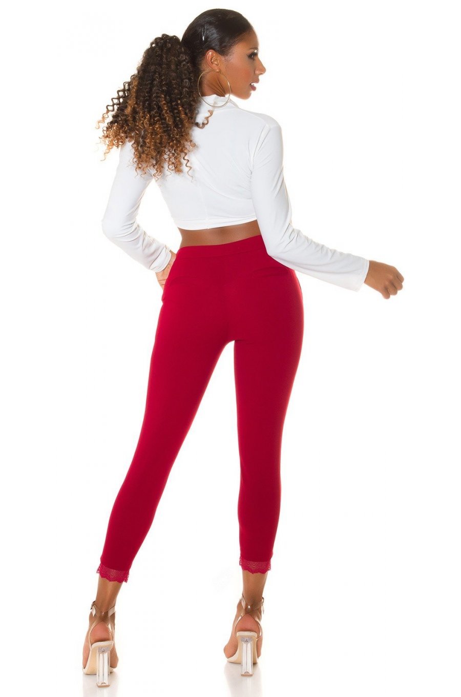 Pantaloni dama mulati, burgundy, cu talia inalta, Minisse Pantaloni dama mulati, burgundy, cu talia inalta, Minisse 4 - jojofashion.ro