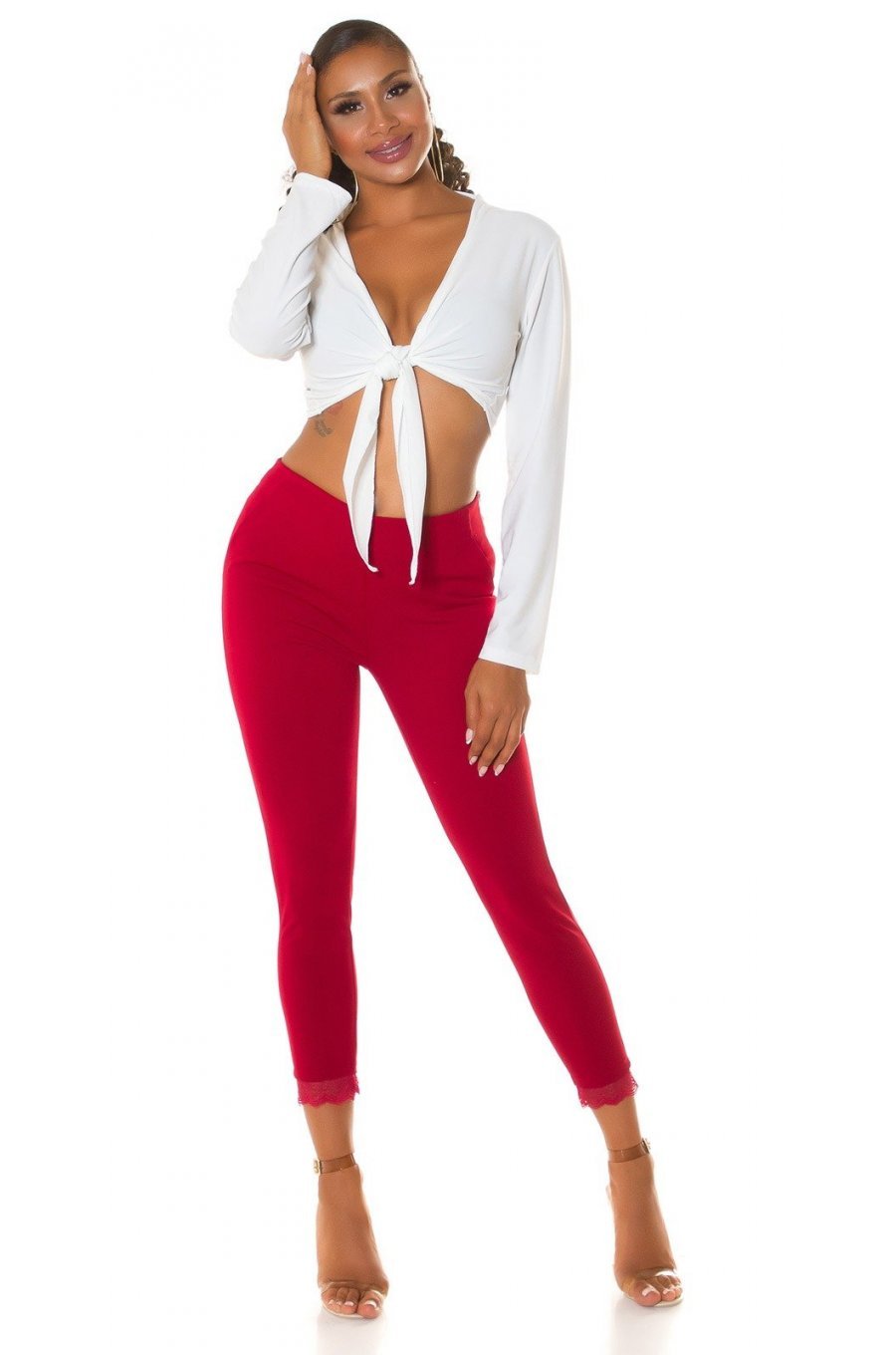 Pantaloni dama mulati, burgundy, cu talia inalta, Minisse Pantaloni dama mulati, burgundy, cu talia inalta, Minisse 5 - jojofashion.ro