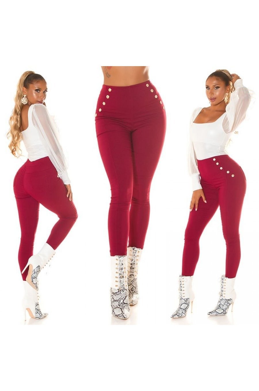Pantaloni dama mulati, burgundy, cu talia inalta, Numaky Pantaloni dama mulati, burgundy, cu talia inalta, Numaky 6 - jojofashion.ro