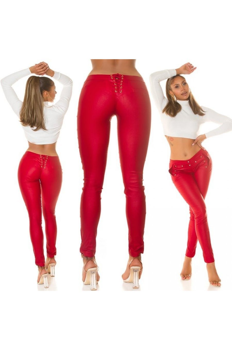 Pantaloni dama mulati, cu talia joasa, rosii, Shalina Pantaloni dama mulati, cu talia joasa, rosii, Shalina 6 - jojofashion.ro