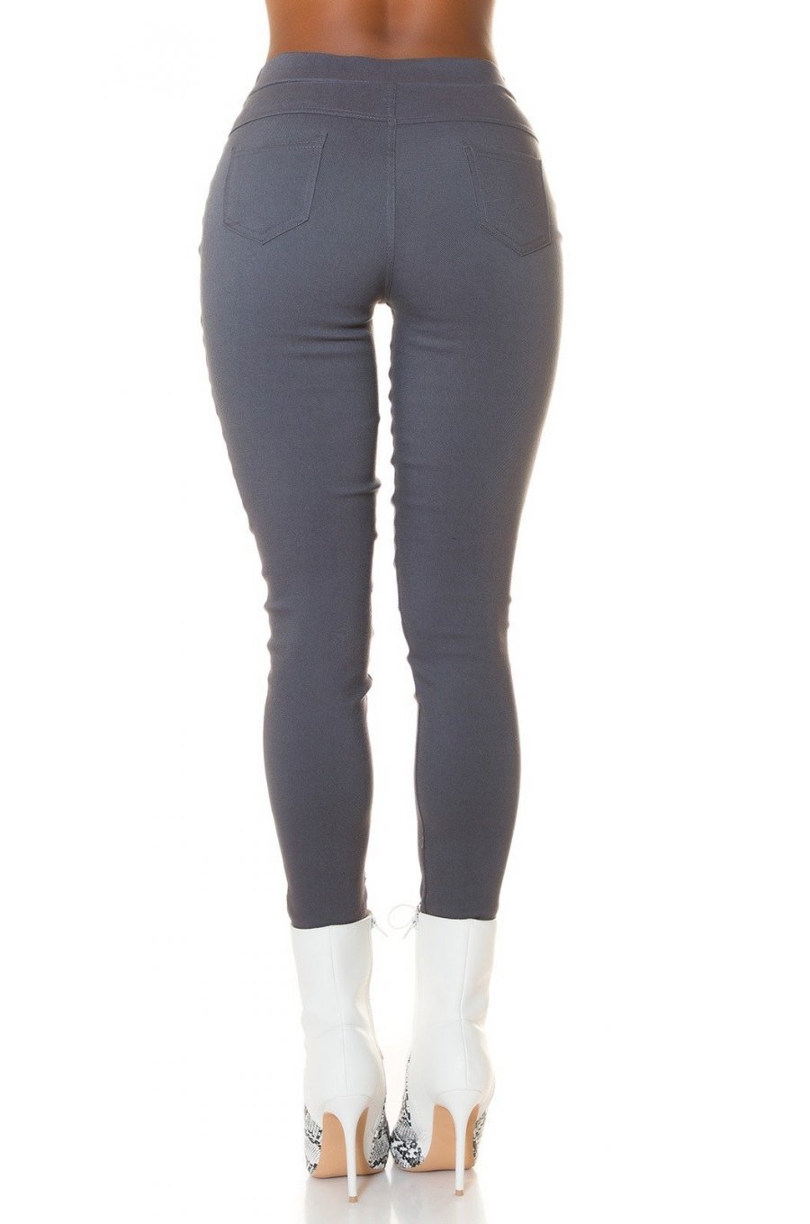 Pantaloni dama mulati, gri, cu talia inalta, Numaky 2 - jojofashion.ro