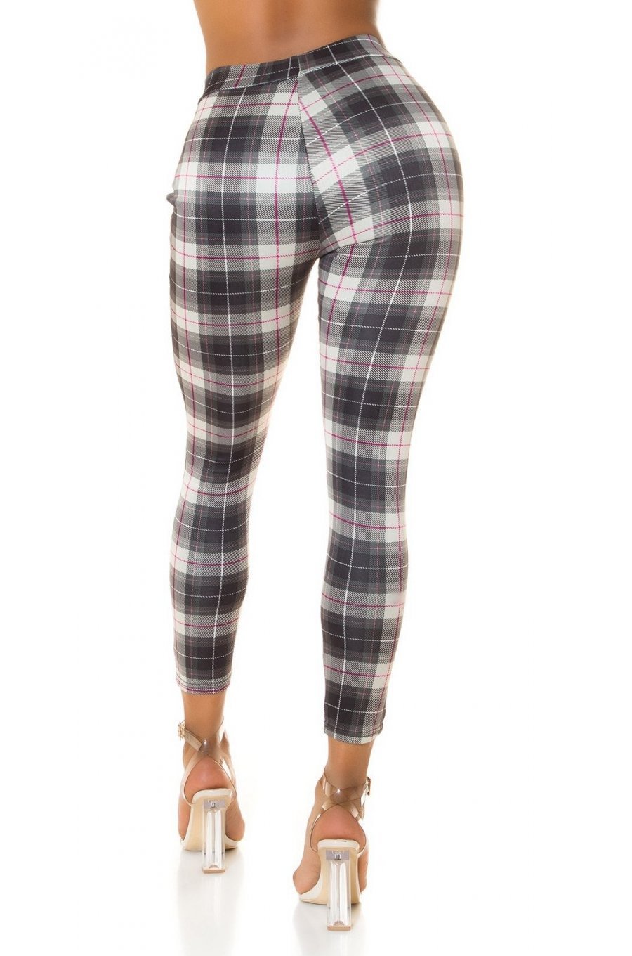 Pantaloni dama mulati, in carouri, bej, cu talia inalta, Daren Pantaloni dama mulati, in carouri, bej, cu talia inalta, Daren 2 - jojofashion.ro