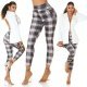 Pantaloni dama mulati, in carouri, bej, cu talia inalta, Daren Pantaloni dama mulati, in carouri, bej, cu talia inalta, Daren 6 - jojofashion.ro