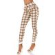 Pantaloni dama mulati, in carouri, cappuccino, cu talia inalta, treggings, Sude 2 - jojofashion.ro