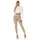 Pantaloni dama mulati, in carouri, cappuccino, cu talia inalta, treggings, Sude 6 - jojofashion.ro