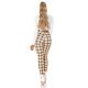 Pantaloni dama mulati, in carouri, cappuccino, cu talia inalta, treggings, Sude 7 - jojofashion.ro