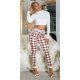 Pantaloni dama mulati, in carouri, maro, cu talia inalta, treggings, Sude 4 - jojofashion.ro
