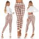 Pantaloni dama mulati, in carouri, maro, cu talia inalta, treggings, Sude 9 - jojofashion.ro
