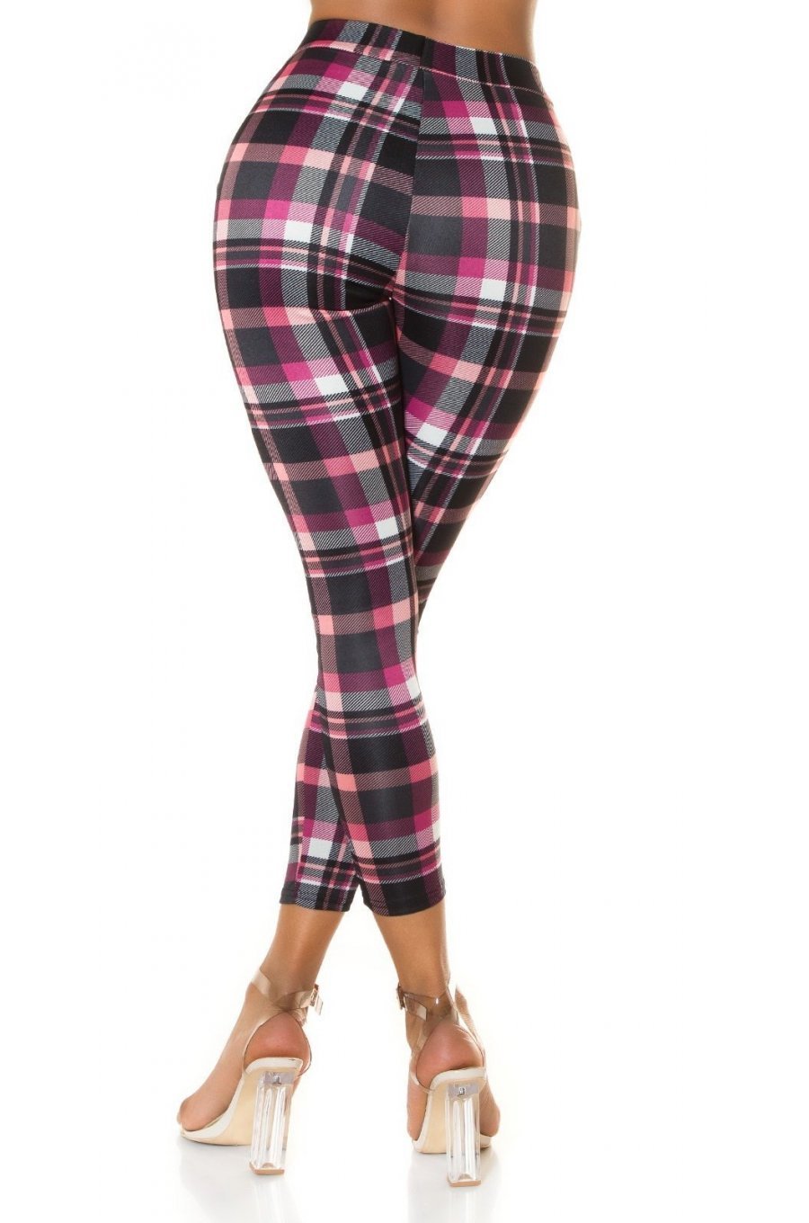 Pantaloni dama mulati, in carouri, roz, cu talia inalta, Daren Pantaloni dama mulati, in carouri, roz, cu talia inalta, Daren 2 - jojofashion.ro