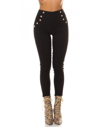 Pantaloni dama mulati, negri, cu talia inalta, Numaky - jojofashion.ro