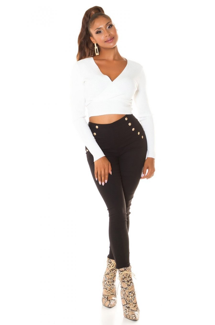 Pantaloni dama mulati, negri, cu talia inalta, Numaky Pantaloni dama mulati, negri, cu talia inalta, Numaky 3 - jojofashion.ro