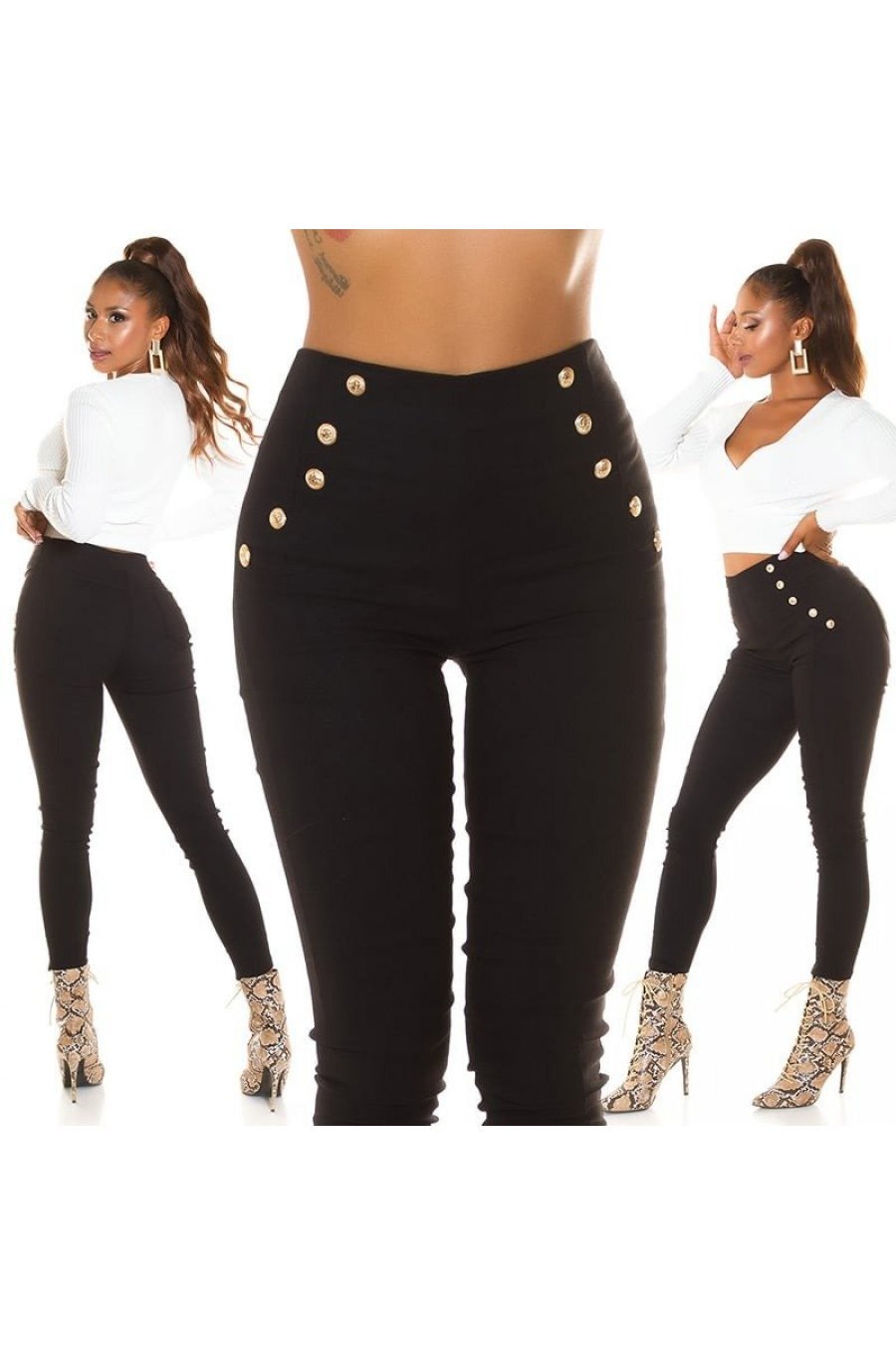 Pantaloni dama mulati, negri, cu talia inalta, Numaky Pantaloni dama mulati, negri, cu talia inalta, Numaky 5 - jojofashion.ro