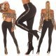 Pantaloni dama mulati, negri, cu talie inalta si dunga leopard print, Geovana 8 - jojofashion.ro