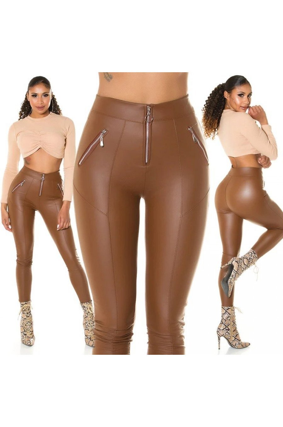Pantaloni dama mulati piele eco maro Lokna Pantaloni dama mulati piele eco maro Lokna 6 - jojofashion.ro