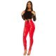Pantaloni dama mulati, rosii, din latex, cu siret pe picior, Margriet 6 - jojofashion.ro
