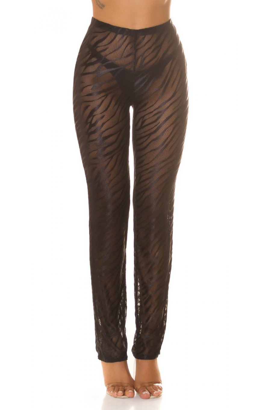 Pantaloni dama negri, transparenti, cu talia inalta, Najjari Pantaloni dama negri, transparenti, cu talia inalta, Najjari 1 - jojofashion.ro