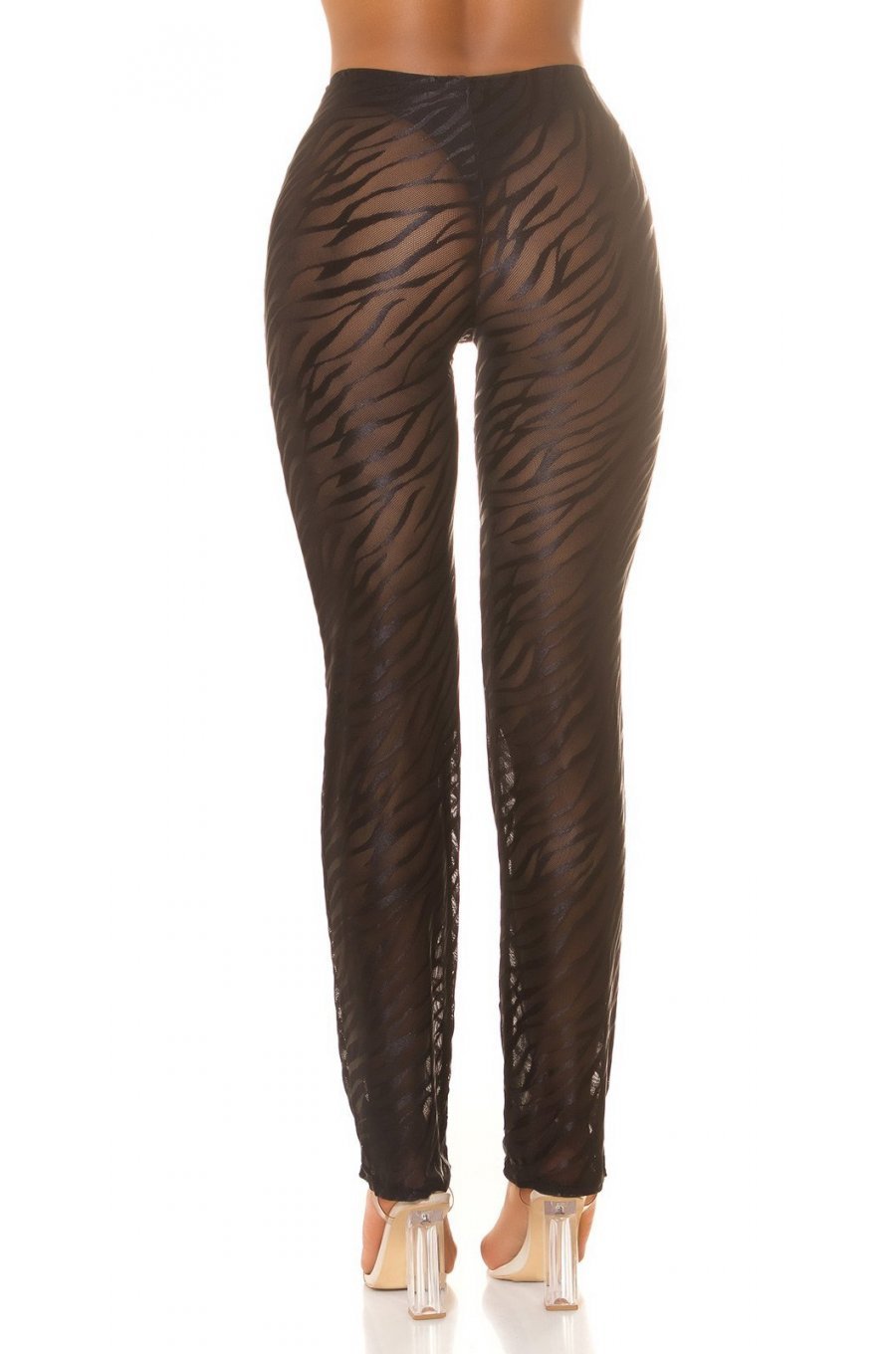 Pantaloni dama negri, transparenti, cu talia inalta, Najjari Pantaloni dama negri, transparenti, cu talia inalta, Najjari 2 - jojofashion.ro