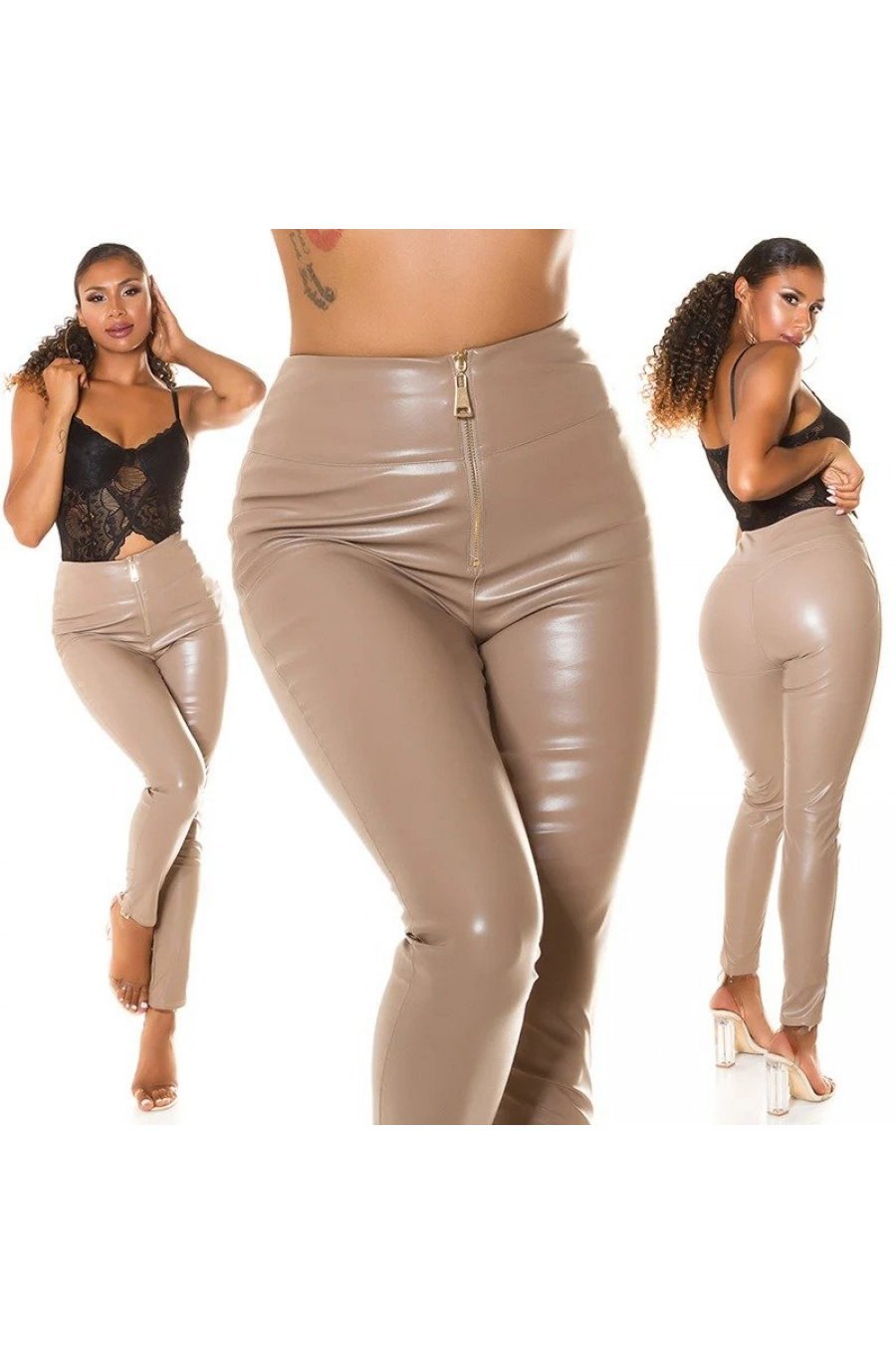 Pantaloni dama mulati cappuccino piele eco Cosmina Pantaloni dama mulati cappuccino piele eco Cosmina 5 - jojofashion.ro