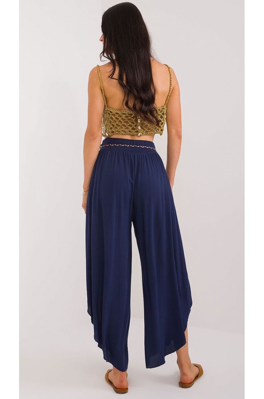 Pantaloni dama salvari, bleumarin, din vascoza, vaporosi, Jocasta1 4 - jojofashion.ro