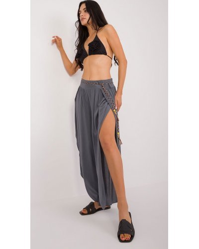 Pantaloni dama, Pantaloni dama salvari, gri, din vascoza, vaporosi, Jocasta - jojofashion.ro