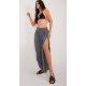 Pantaloni dama salvari, gri, din vascoza, vaporosi, Jocasta 3 - jojofashion.ro