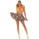 Pantaloni dama scurti, lejeri, bleumarin cu flori multicolore, din vascoza, Keilana 5 - jojofashion.ro