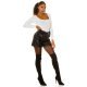 Pantaloni dama scurti negri, imitatie piele, cu talia inalta, Doga 8 - jojofashion.ro