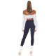 Pantaloni dama skinny, mulati, bleumarin navy, cu talia inalta, Berennis 7 - jojofashion.ro