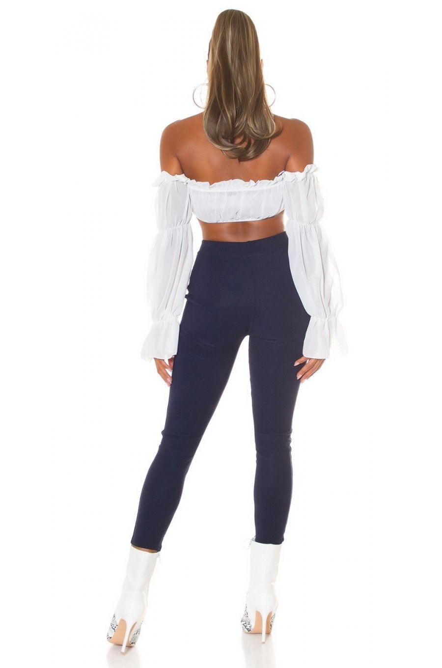 Pantaloni dama skinny, mulati, bleumarin navy, cu talia inalta, Berennis 6 - jojofashion.ro