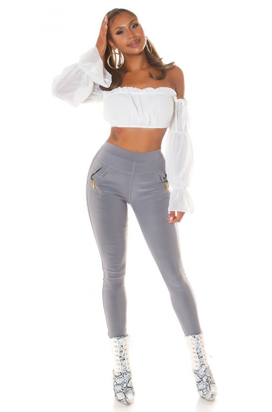 Pantaloni dama skinny, mulati, gri, cu talia inalta, Berennis Pantaloni dama skinny, mulati, gri, cu talia inalta, Berennis 7 - jojofashion.ro