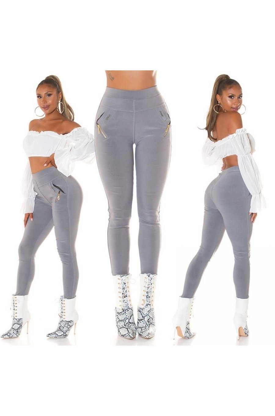 Pantaloni dama skinny, mulati, gri, cu talia inalta, Berennis Pantaloni dama skinny, mulati, gri, cu talia inalta, Berennis 8 - jojofashion.ro