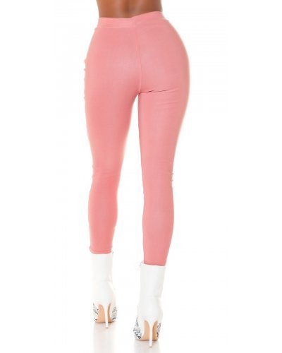Pantaloni dama skinny, mulati, roz, cu talia inalta, Berennis - jojofashion.ro