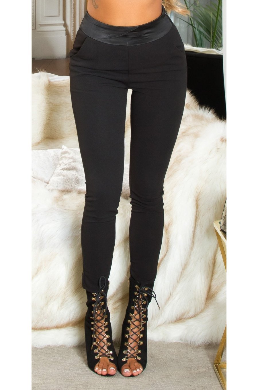 Pantaloni dama skinny, negri, cu talia inalta, Danique Pantaloni dama skinny, negri, cu talia inalta, Danique 1 - jojofashion.ro