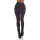 Pantaloni dama treggings, bleumarin navy, elastici, cu dunga neagra din glitter, Idalie 3 - jojofashion.ro