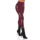Pantaloni dama treggings, burgundy, elastici, cu dunga neagra din glitter, Idalie 3 - jojofashion.ro