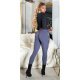 Pantaloni dama treggings, gri, elastici, cu dunga neagra din glitter, Idalie 5 - jojofashion.ro