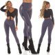 Pantaloni dama treggings, gri, elastici, cu dunga neagra din glitter, Idalie 7 - jojofashion.ro