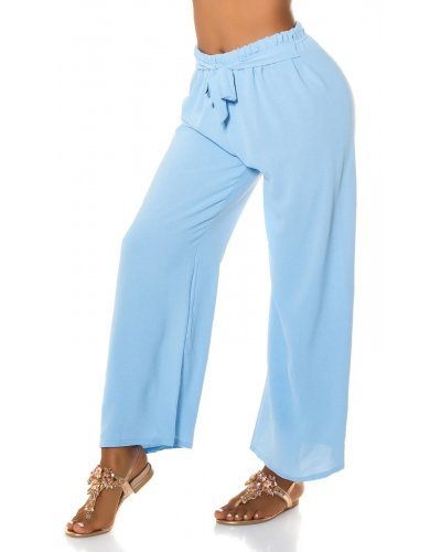 Pantaloni dama, Pantaloni dama eleganti de vara, evazati, baby blue, cu talia inalta,  Ananda - jojofashion.ro