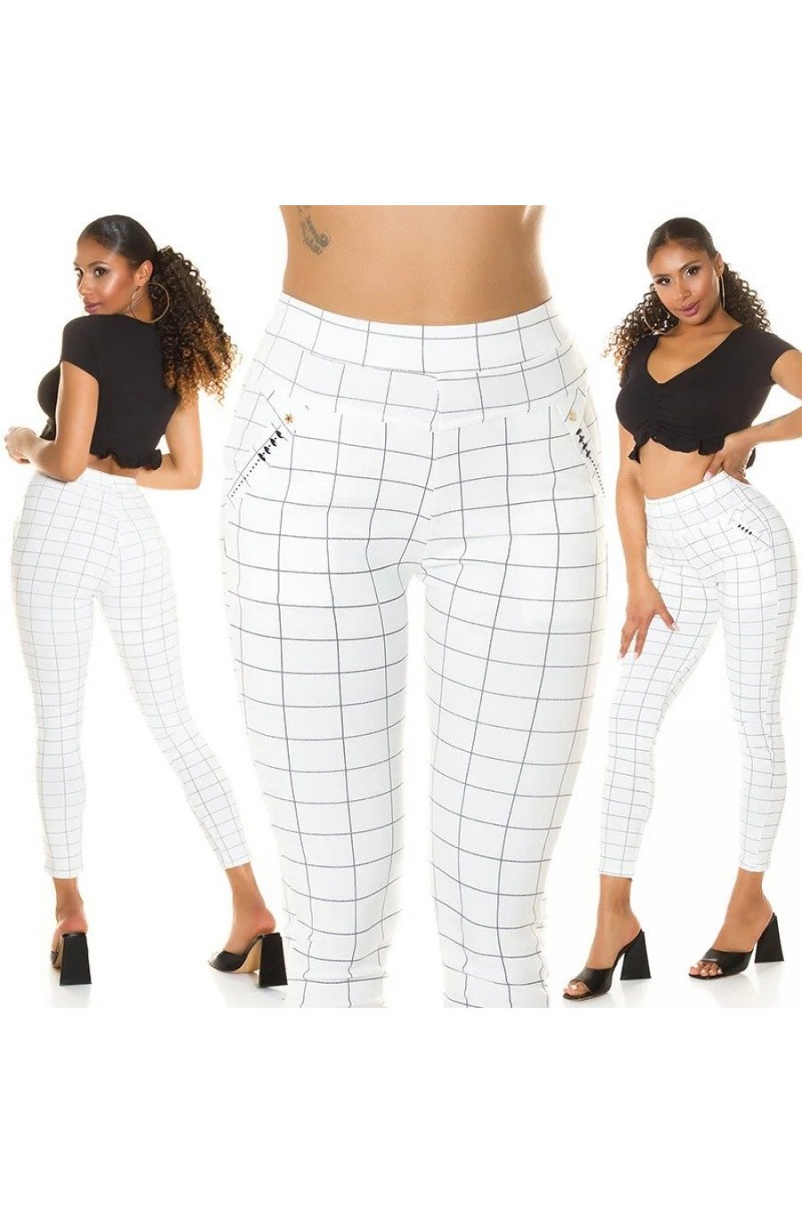 Pantaloni eleganti dama mulati albi in carouri Dizara Pantaloni eleganti dama mulati albi in carouri Dizara 6 - jojofashion.ro
