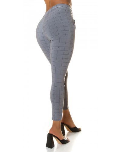 Pantaloni eleganti dama mulati gri in carouri Dizara - jojofashion.ro