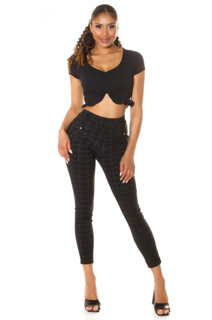 Pantaloni eleganti dama mulati negri in carouri Dizara Pantaloni eleganti dama mulati negri in carouri Dizara 5 - jojofashion.ro