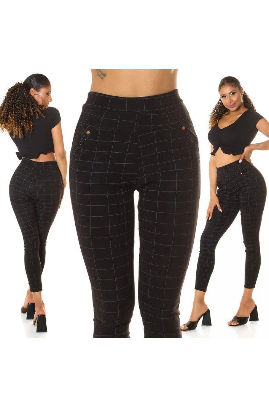 Pantaloni eleganti dama mulati negri in carouri Dizara Pantaloni eleganti dama mulati negri in carouri Dizara 6 - jojofashion.ro