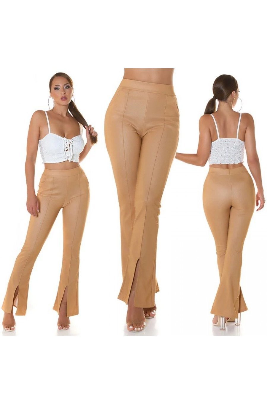 Pantaloni dama eleganti evazati bej Verona Pantaloni dama eleganti evazati bej Verona 6 - jojofashion.ro