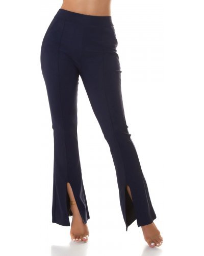 Pantaloni dama eleganti evazati bleumarin navy Verona - jojofashion.ro